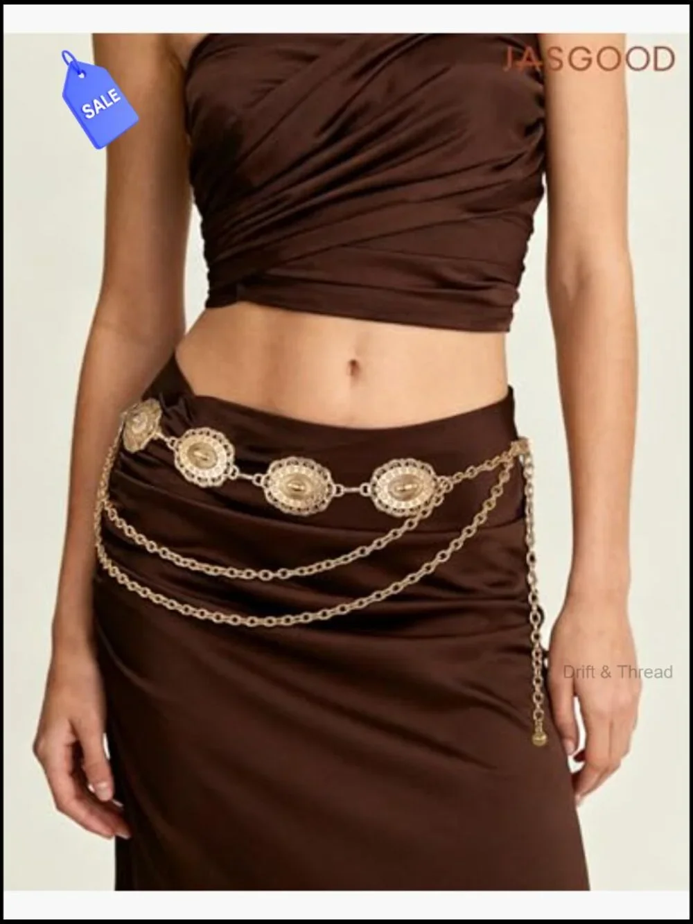 Metal Chain Belt for Women Cowgirl Western Boho Concho Belt for Dresses Jeans